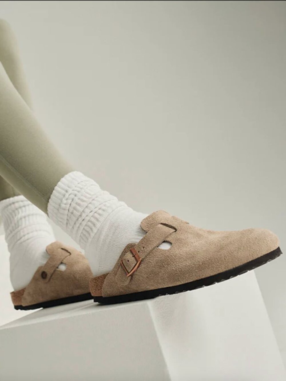 Birkenstock Boston Soft Footbed in Taupe - Size 37